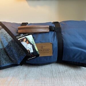 Pendleton Navy Duffel Bag with Tan Accents